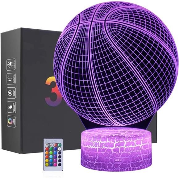 Basketball Night Light,3D Illusion Effect Lamp Light Remote Control RGB Colors - Picture 1 of 7